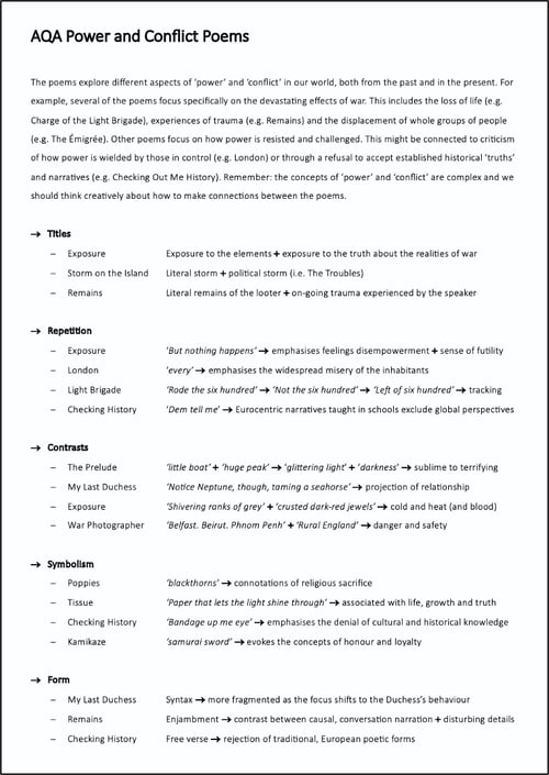 AQA Power and Conflict Poems