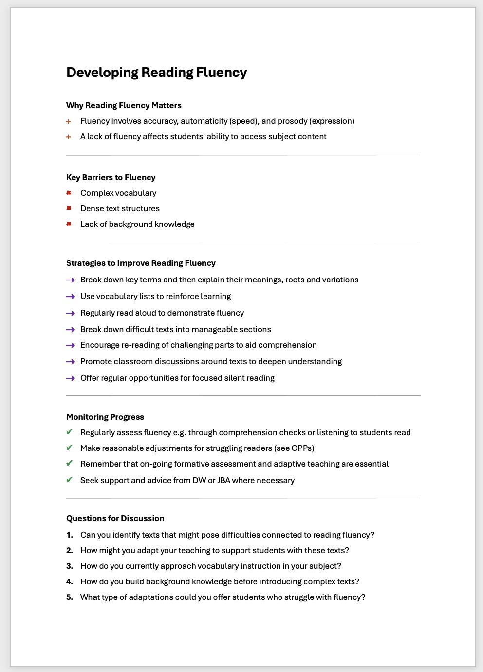 Developing Reading Fluency Overview