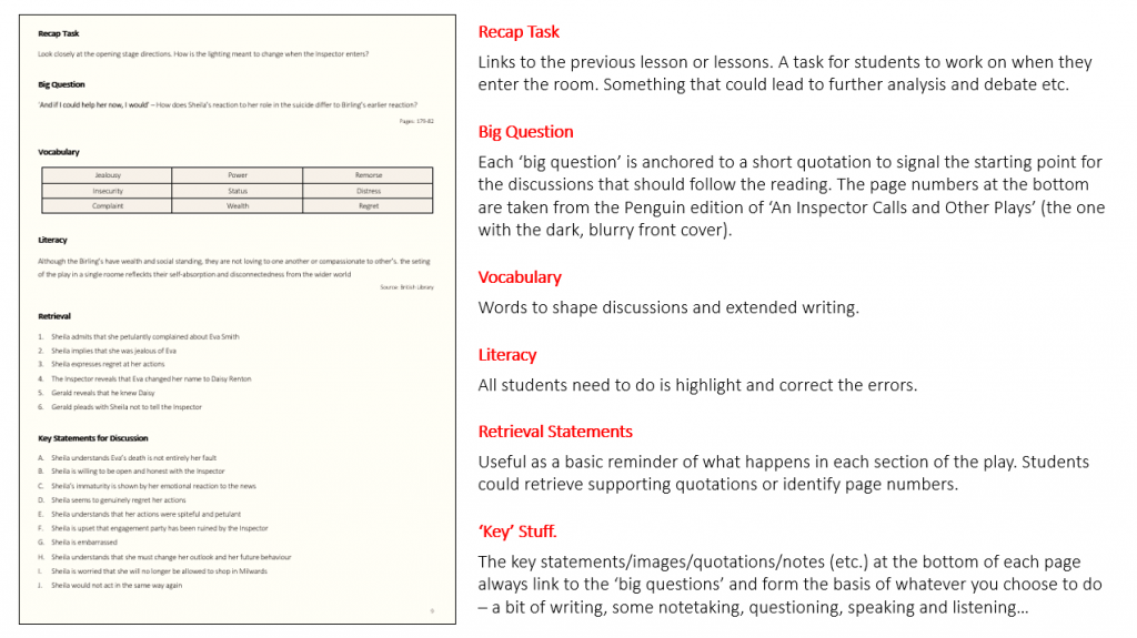 Study Booklet on An Inspector Calls | KS4 Teaching Resource